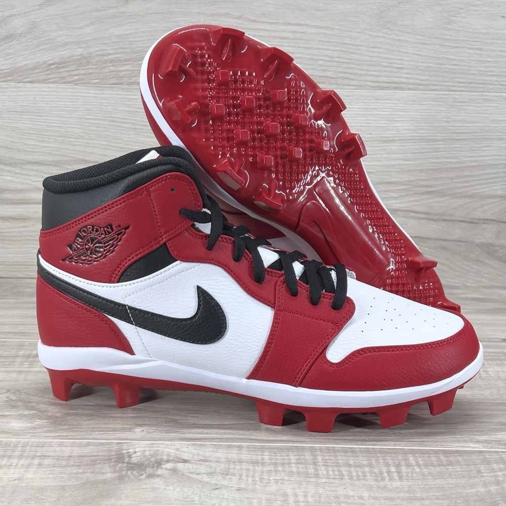 Nike Jordan 1 Retro MCS Chicago Cleats Black Red White AV5354-611 Mens 12
